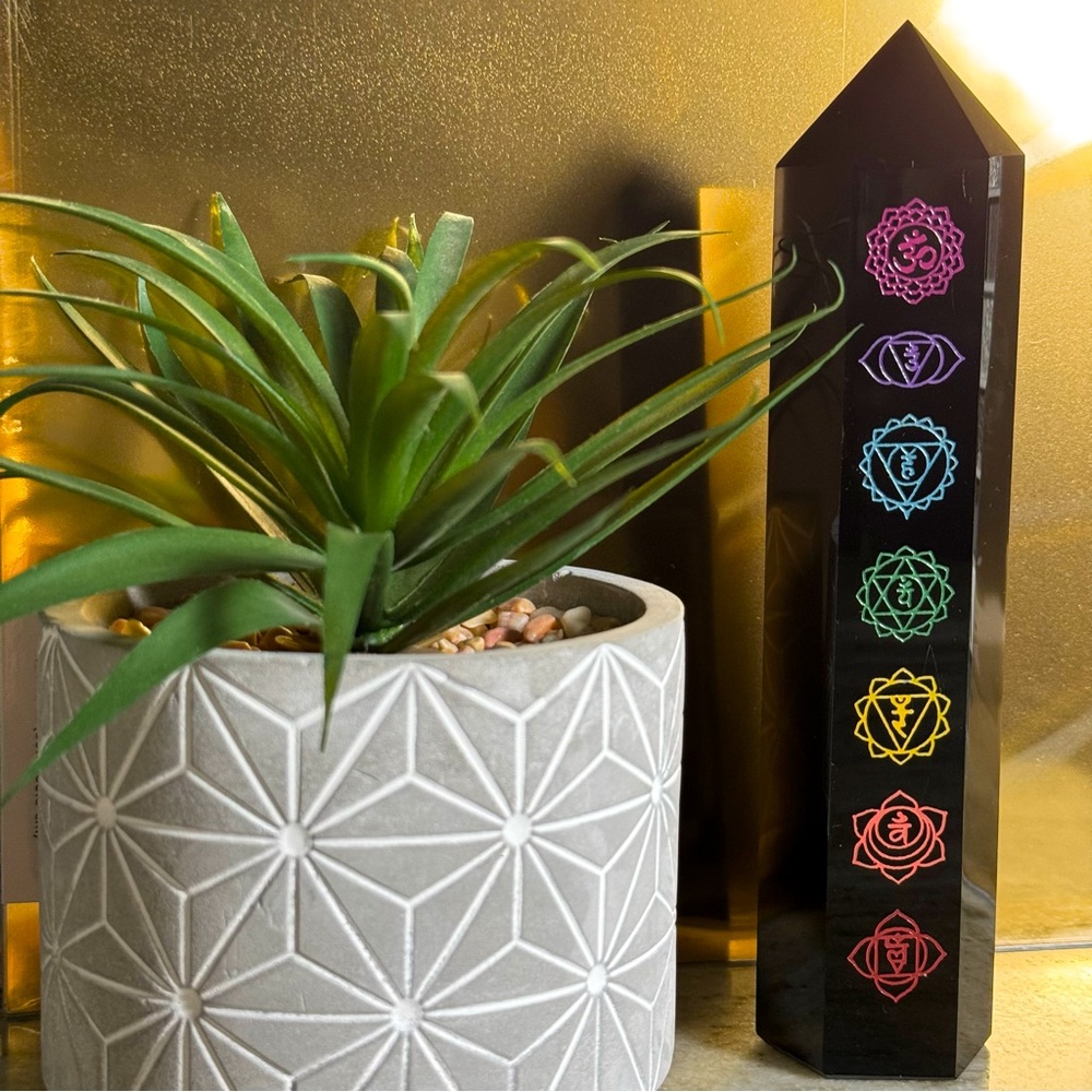 1 pc - Natural Black Obsidian Crystal Tower - Lg